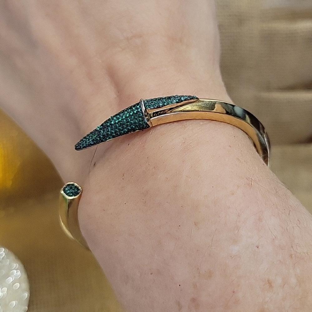 Emerald Cz Nail Hinged Bangle - image 2